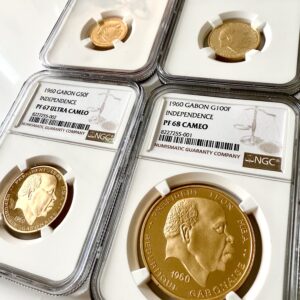 Габон 1960 франков независимость набор золотых пруфов оценка NGC