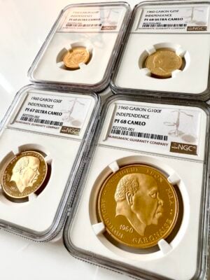 Gabon 1960 franchi indipendenza oro proof set classificazione NGC