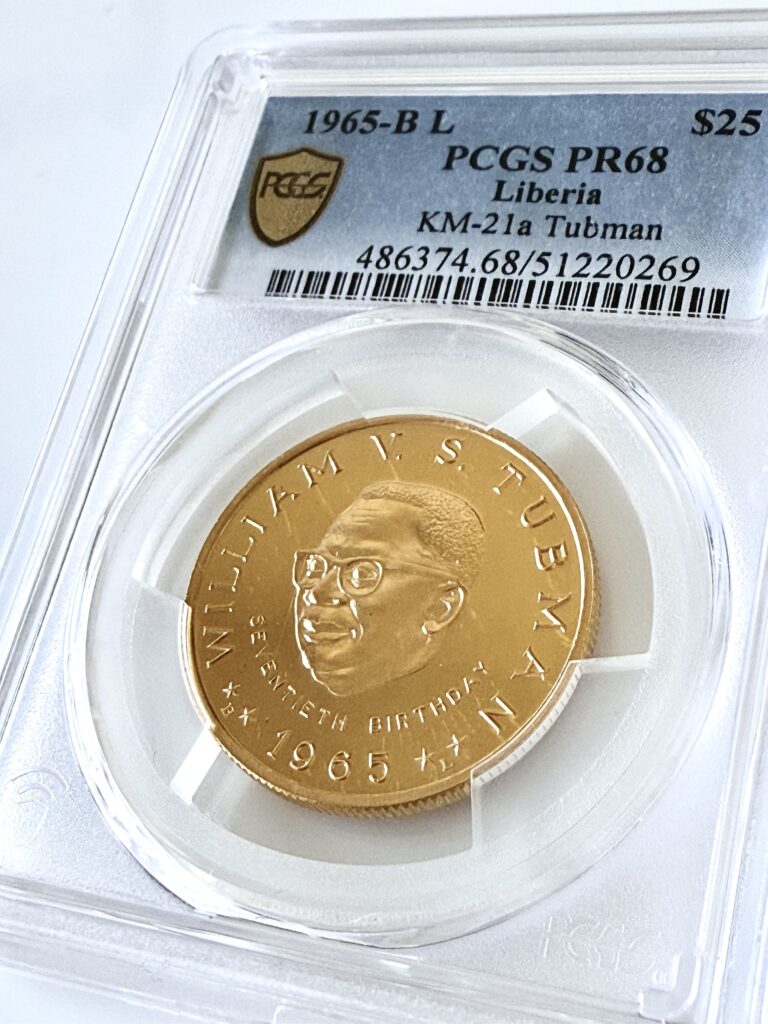 Liberia 1965 25 Dollars Tubman 70 Geburtstag PCGS PR68