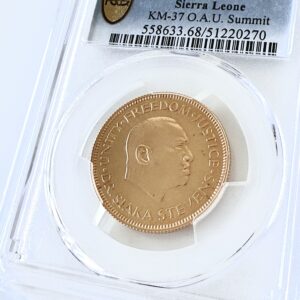 Sierra Leona 5 Oros 1980 Cumbre de la OUA PCGS MS68