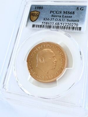Sierra Leone 5 Gold 1980 Sommet de l'OUA PCGS MS68