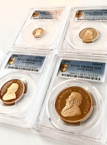 Krugerrand del Sud Africa 1989 set di monete d'oro con classificazione PCGS