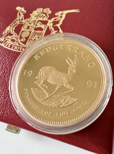 Южноафриканский крюгерранд 1991 года, 1 унция, золото, пруф, с футляром