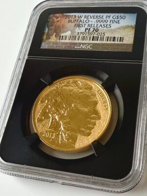 美国美国水牛金币 2013 年反向精制 1 盎司首次发行的 NGC PF70