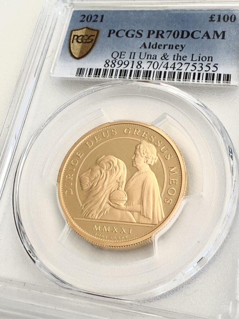 Alderney 2021 100 Dollar Queen Una Loewe PCGS PR70 Deep Cameo