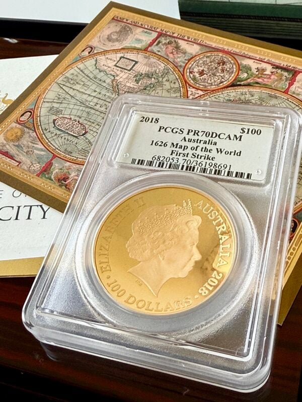 Australien 2018 1626 Map of the World first strike PCGS PR70 DCAM