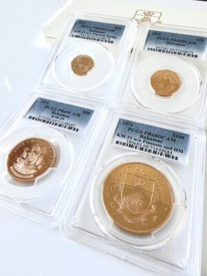 巴哈马 1971 年精制金币套装,无纯度印记和纯度 PCGS 评级