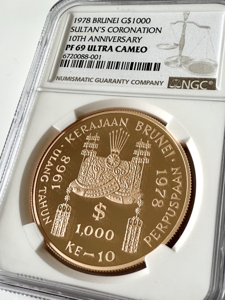 Brunei 1978 1000 Dollar 10th Anniversary Sultan Coronation NGC PF69 UCAM