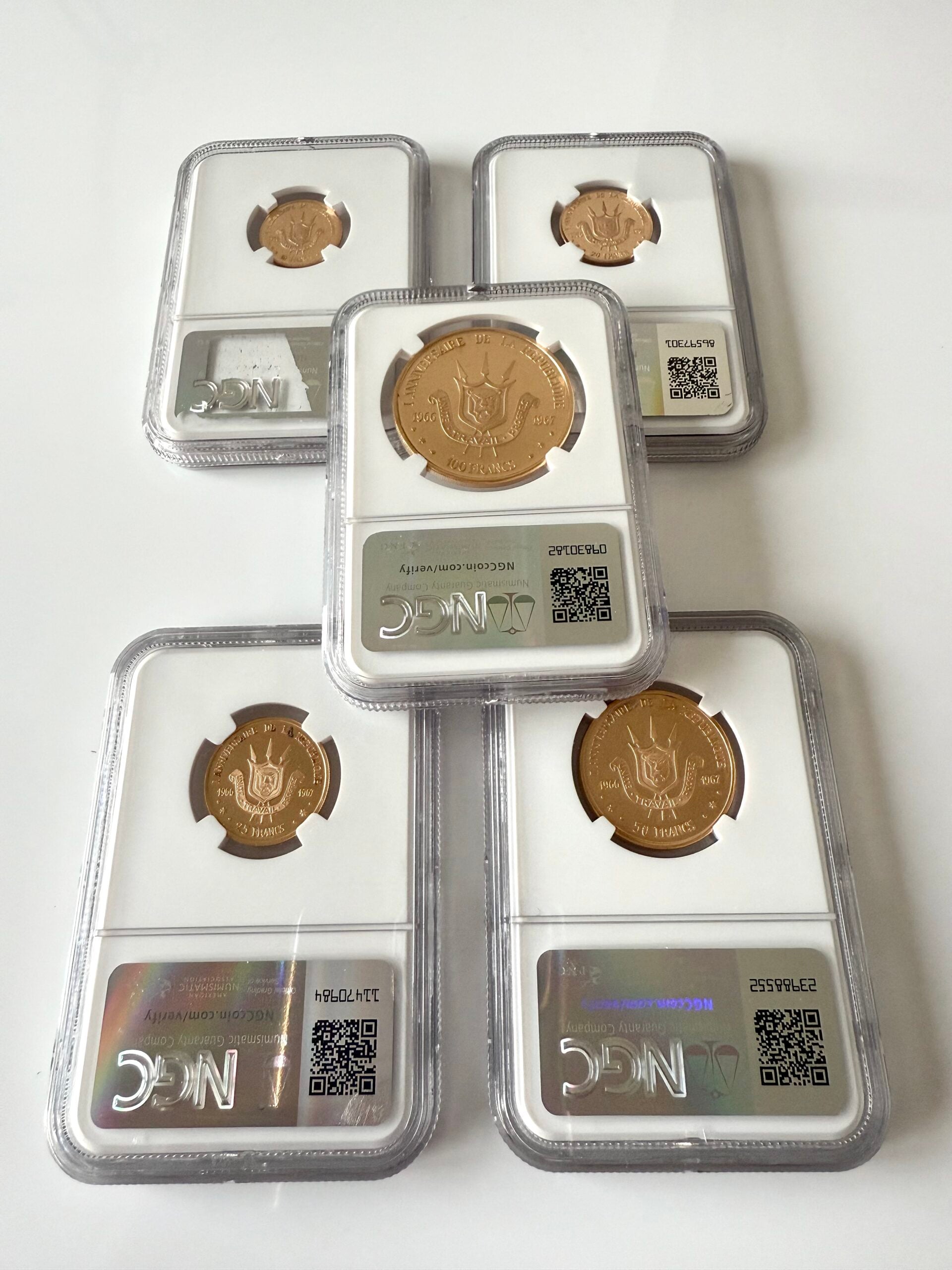Burundi 1967 Year Celebration Independence Republic Gold Proof Set NGC Gradings
