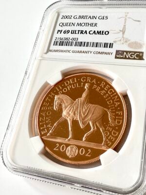 英国 2002 年 5 磅英国女王伊丽莎白二世登基 50 周年 PF69 UCAM