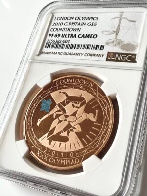 英国 2010 年伦敦奥运会 5 磅倒计时 NGC PF69 UCAM