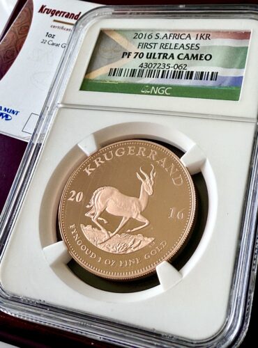 Kruegerrand 2016 1 oz Gold Proof First rilascia NGC PF70 UCAM