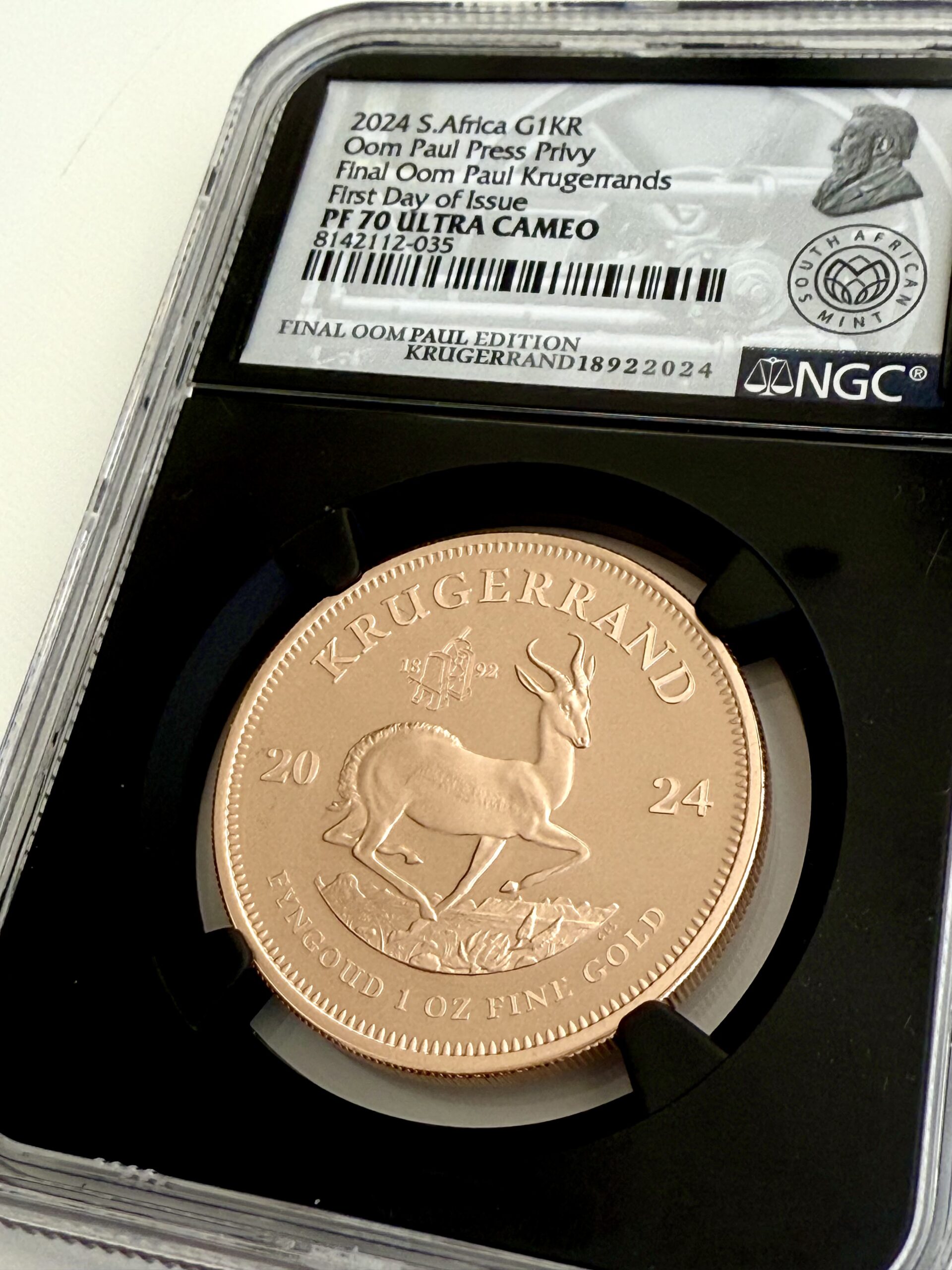 南非– 克鲁格兰– 2024 – 决赛Oom Paul Krugerrands