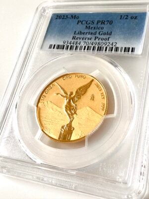 墨西哥 Libertad 2023 1-2 盎司黄金反向精制 PCGS PR70