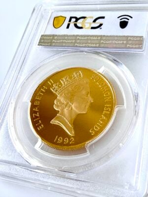 所罗门群岛-1992-100-圆-50周年纪念-珊瑚-海-PCGS-PR69-dcam_2 Salomonen 1992 100 Dollar 50 Jahrestag Korallenmeer PCGS PR69 DCAM