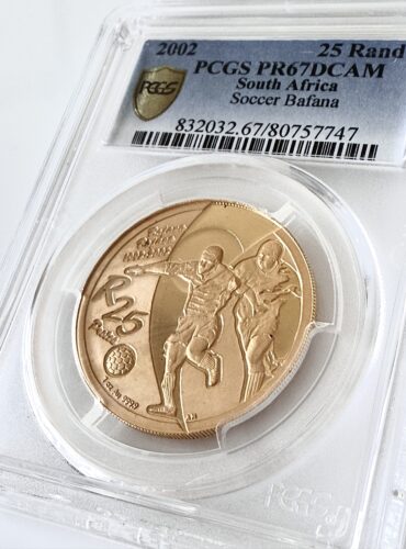 South Africa 2002 25 Rand Soccer Bafana PCGS PR67 DCAM