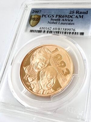 South Africa 2007 25 Rand Nobel Laureates Mandela de Klerk PCGS PR68 DCAM