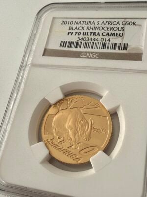 Natura 2010 Rinoceronte nero 50 Rand NGC PF70 UCAM