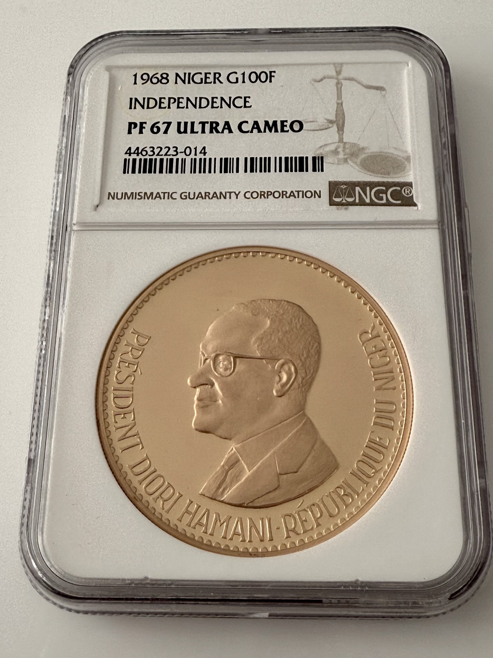 尼日尔-1968-100-法郎-独立-迪奥里-哈马尼-NGC-PF67-ucam_3 尼日尔 1968 100 法郎 独立 Diori Hamani NGC PF67 UCAM