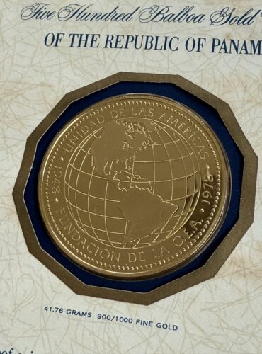 Certificado de prueba de oro de 500 Balboas de Panamá 1978