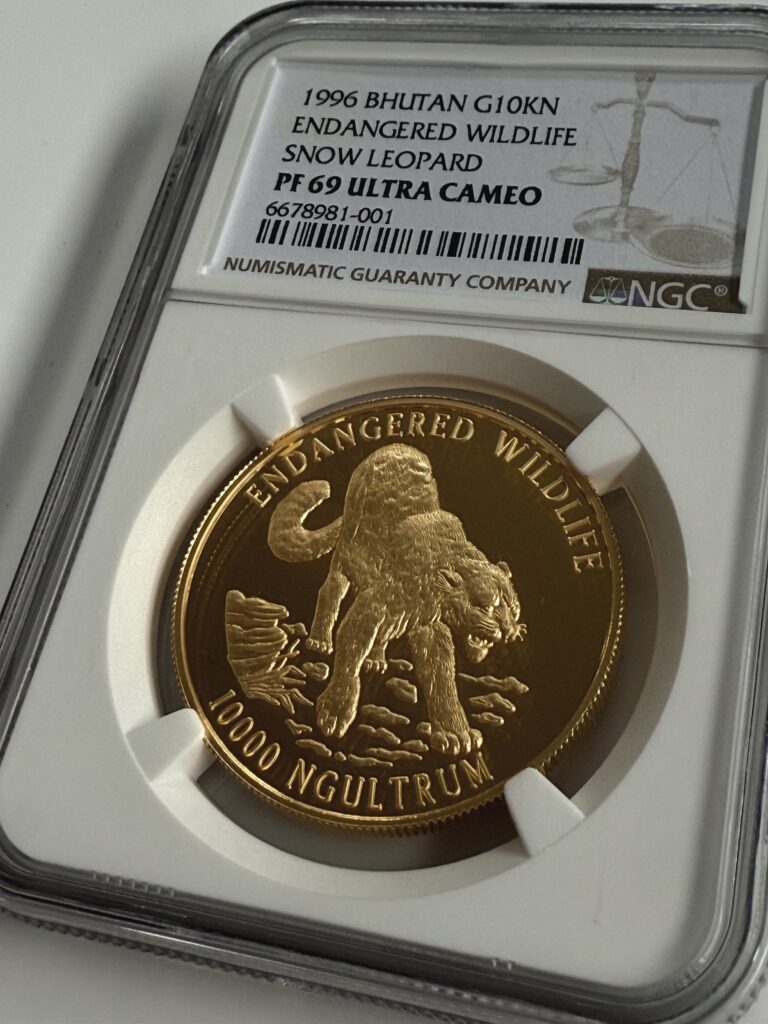 Bhutan 1996 10000 Ngultrums Snow Leopard NGC PF69 Ultra Cameo