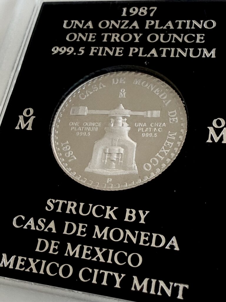 México 1987 1 Onza Platino Libertad 9995 Platino Edición de prueba extremadamente rara