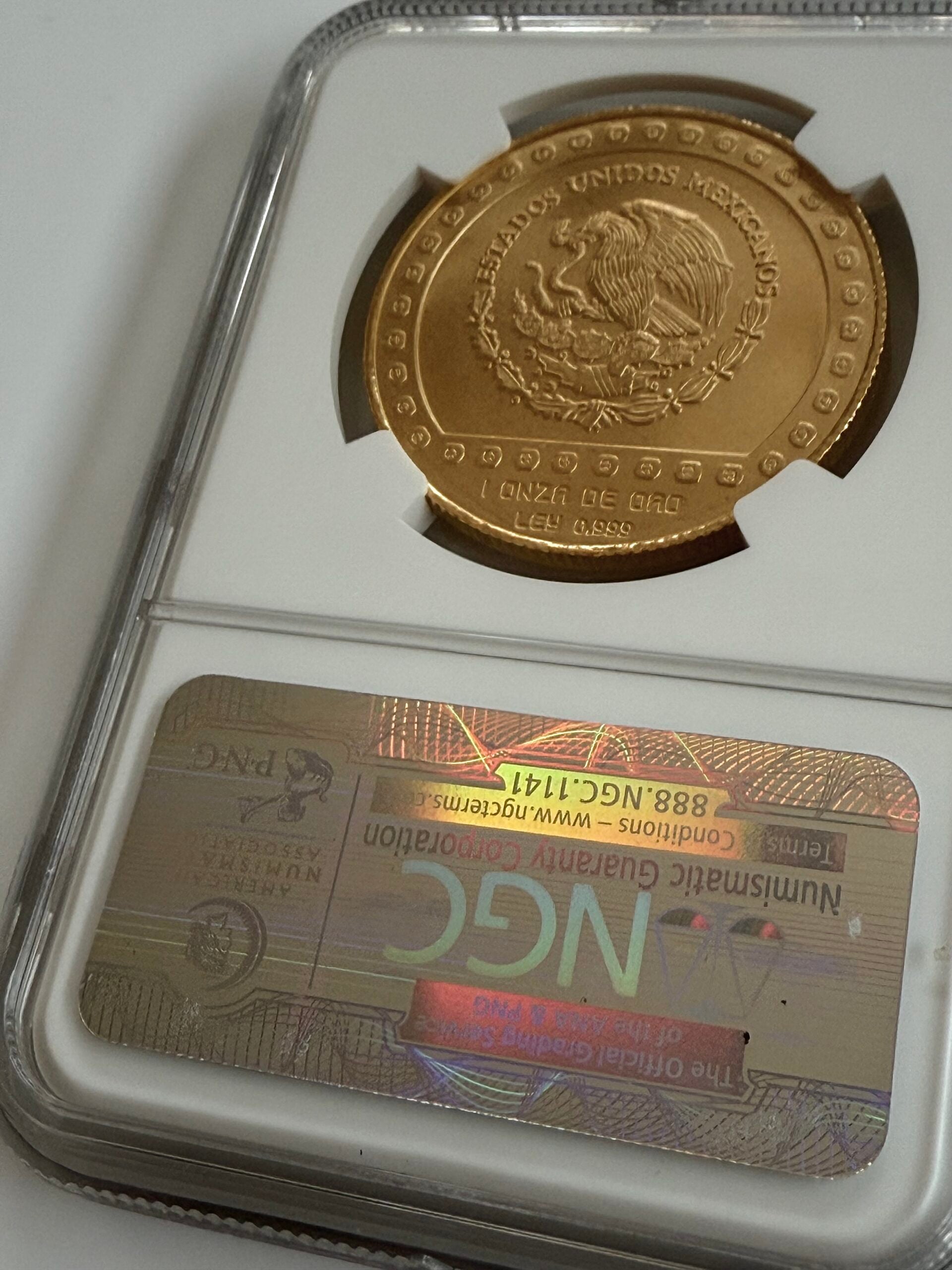 Moneda de oro azteca precolombina de la cultura nativa jaguar de México 1992, 1 oz, NGC MS69