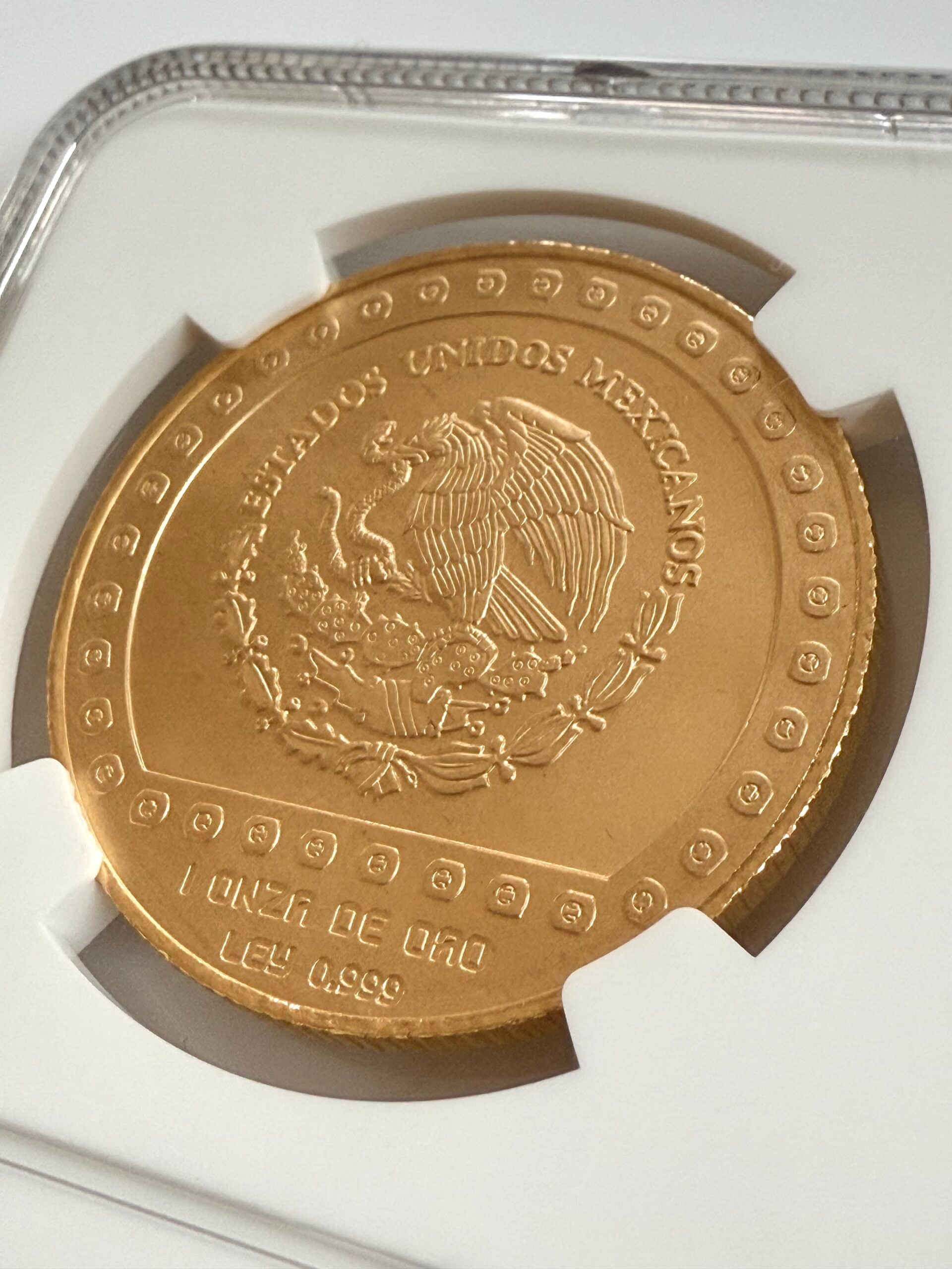 Moneda de oro azteca precolombina de la cultura nativa jaguar de México 1992, 1 oz, NGC MS69