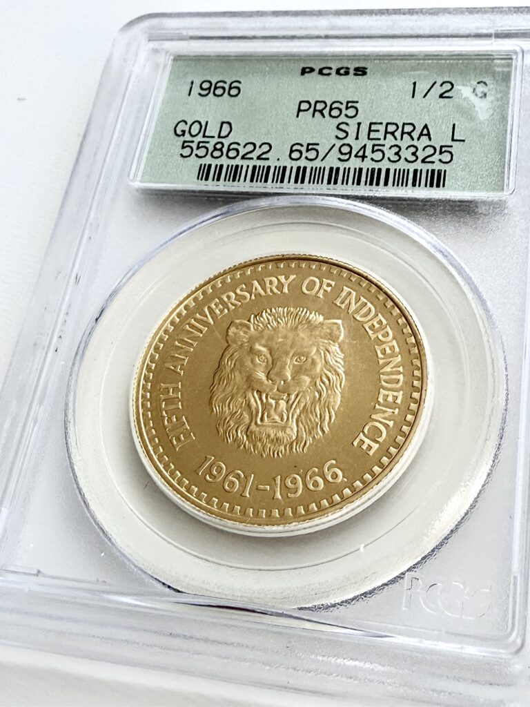 Sierra Leone 1966 1-2 Oro 5 Anni di Indipendenza PCGS PR65
