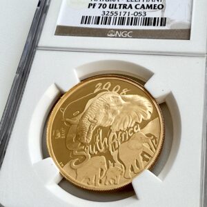 南非 2008 Natura Elephant Privy Mark SAM 100 兰特 1 盎司精制金币 NGC PF70 UCAM