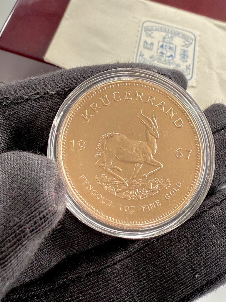 Krugerrand del Sud Africa del 1967 da 1 oz in oro con sacchetto originale