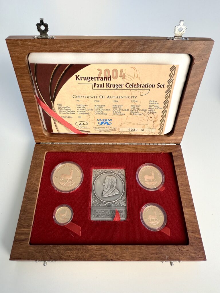 Krugerrand Prestige Set del Sud Africa 2004 – 100 anni di Paul Kruger – 1,85 oz Oro Proof
