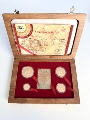 南非 2005 年 Krugerrand 25 年银禧纪念纪念套装 - 1.85 盎司金质证明，带盒子和证书