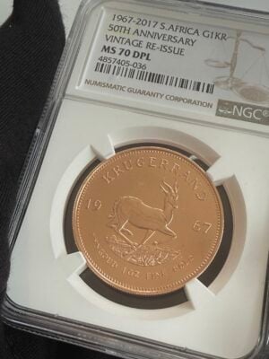 南非 Kruegerrand 2017 1967 年 50 周年纪念 1 盎司黄金 NGC MS70 DPL