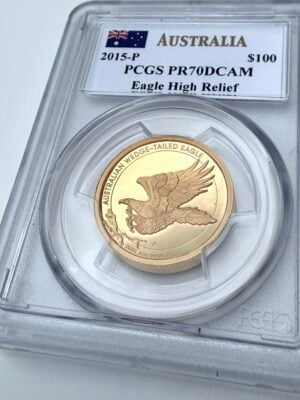 澳大利亚2015年楔尾鹰1盎司金币,PCGS PR70 DCAM,高浮雕,约翰·梅尔坎蒂签名
