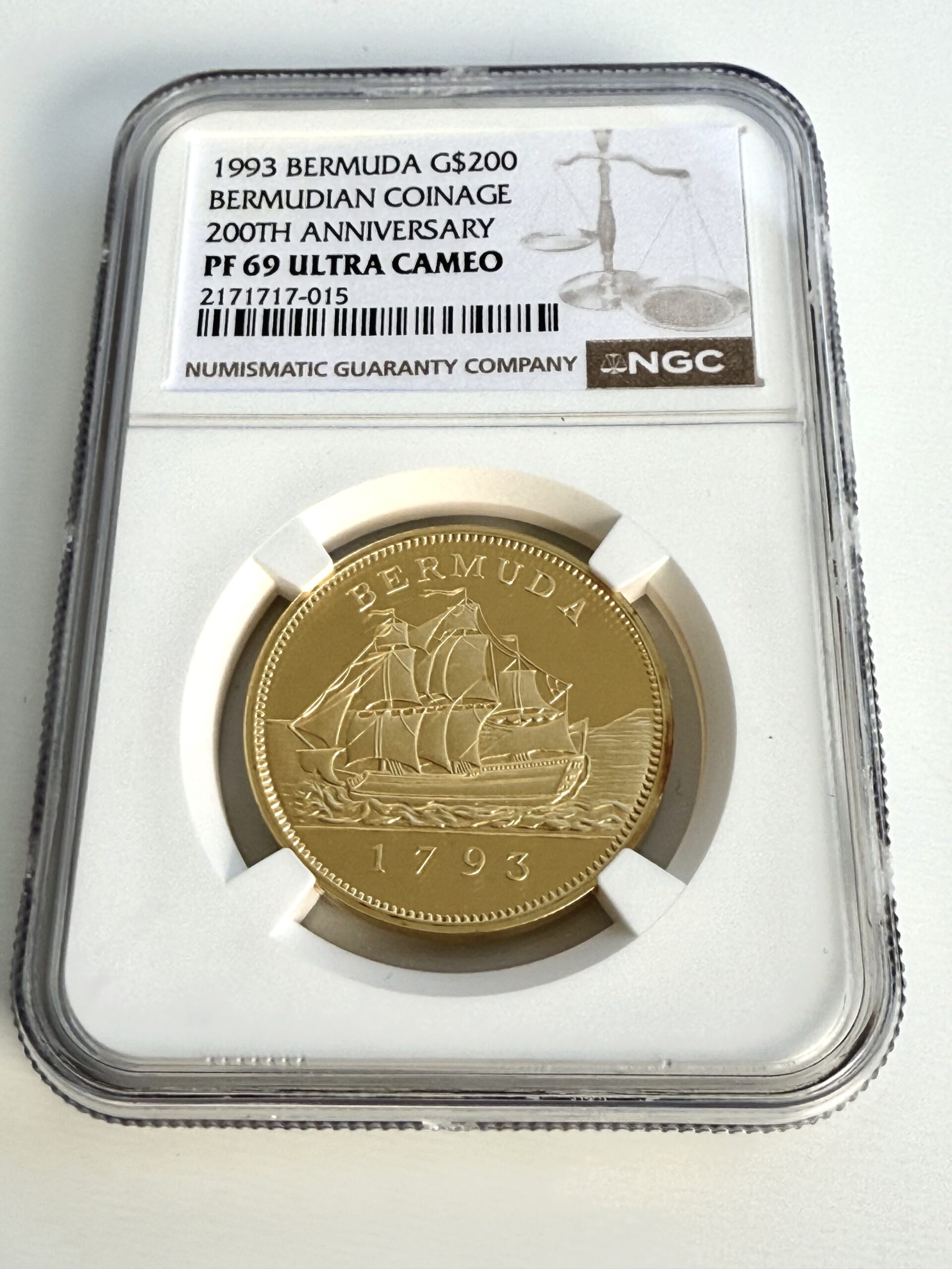 Bermuda 1993 – 200 Dollar Gold Proof – NGC PF69 UCAM
