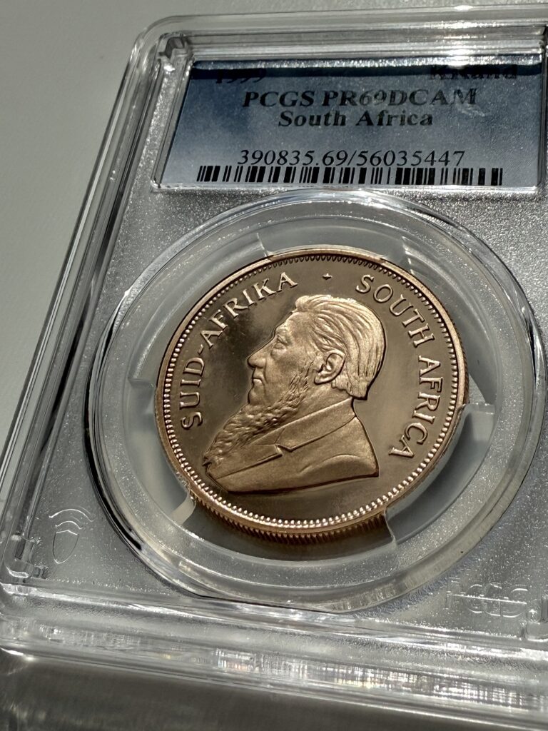 South Africa 1999 Krugerrand 1 oz gold coin, PCGS PR69 DCAM, rare Proof edition in Deep Cameo