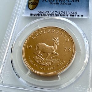 Moneta d'oro Proof Krugerrand del 1973 da 1 oz, PCGS PR67 CAM – Moneta storica da collezione sudafricana con motivo Paul Kruger