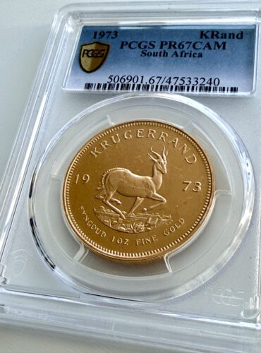 Moneta d'oro Proof Krugerrand del 1973 da 1 oz, PCGS PR67 CAM – Moneta storica da collezione sudafricana con motivo Paul Kruger