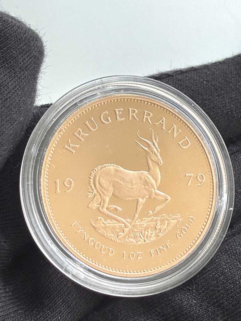 Krugerrand 1979 1 oz Goldmünze in Proof – südafrikanische Sammlermünze in Polierter Platte mit Springbock-Motiv