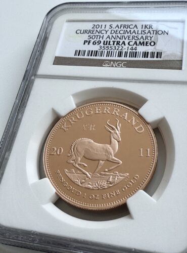 Krugerrand 2011 – 50 anni di decimalizzazione – 1 oz Oro – NGC PF69 UCAM – Sud Africa