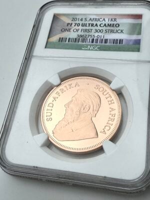 南非2014年克鲁格兰1盎司精制金,NGC PF70 UCAM,首创300枚 – 稀有珍藏版