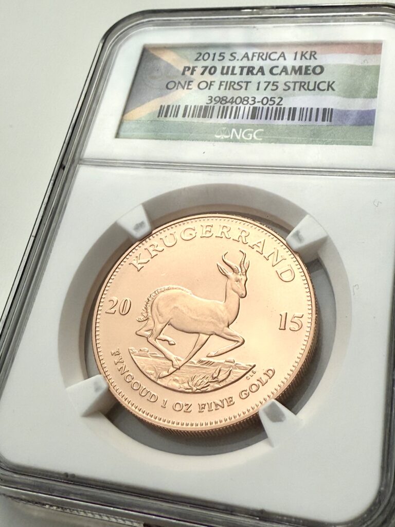 Südafrika 2015 Krügerrand 1 Oz Proof Gold, NGC PF70 Ultra Cameo, First 175 Struck – extrem selten