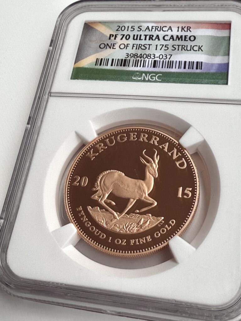 Krugerrand 2015 1 oz Proof Gold – una delle prime 175 monete coniate – NGC PF70 certificato UCAM