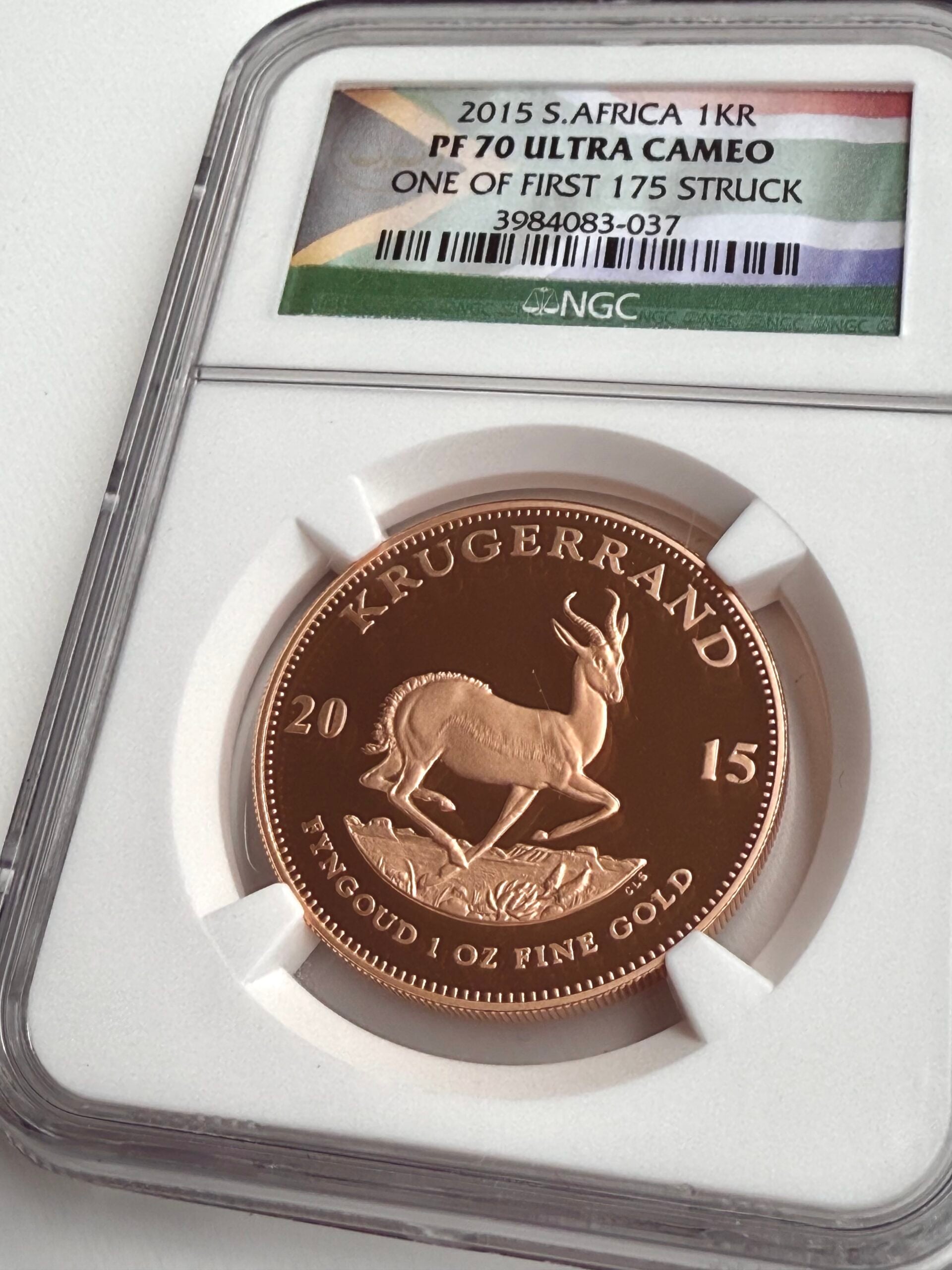 2015 Krugerrand 1 oz Proof Gold – eine der ersten 175 geprägten Münzen – NGC PF70 UCAM zertifiziert