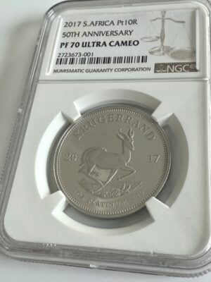 2017年克鲁格精制铂金 - 1盎司,NGC PF70 UCAM评级 - 该系列50周年首枚白金