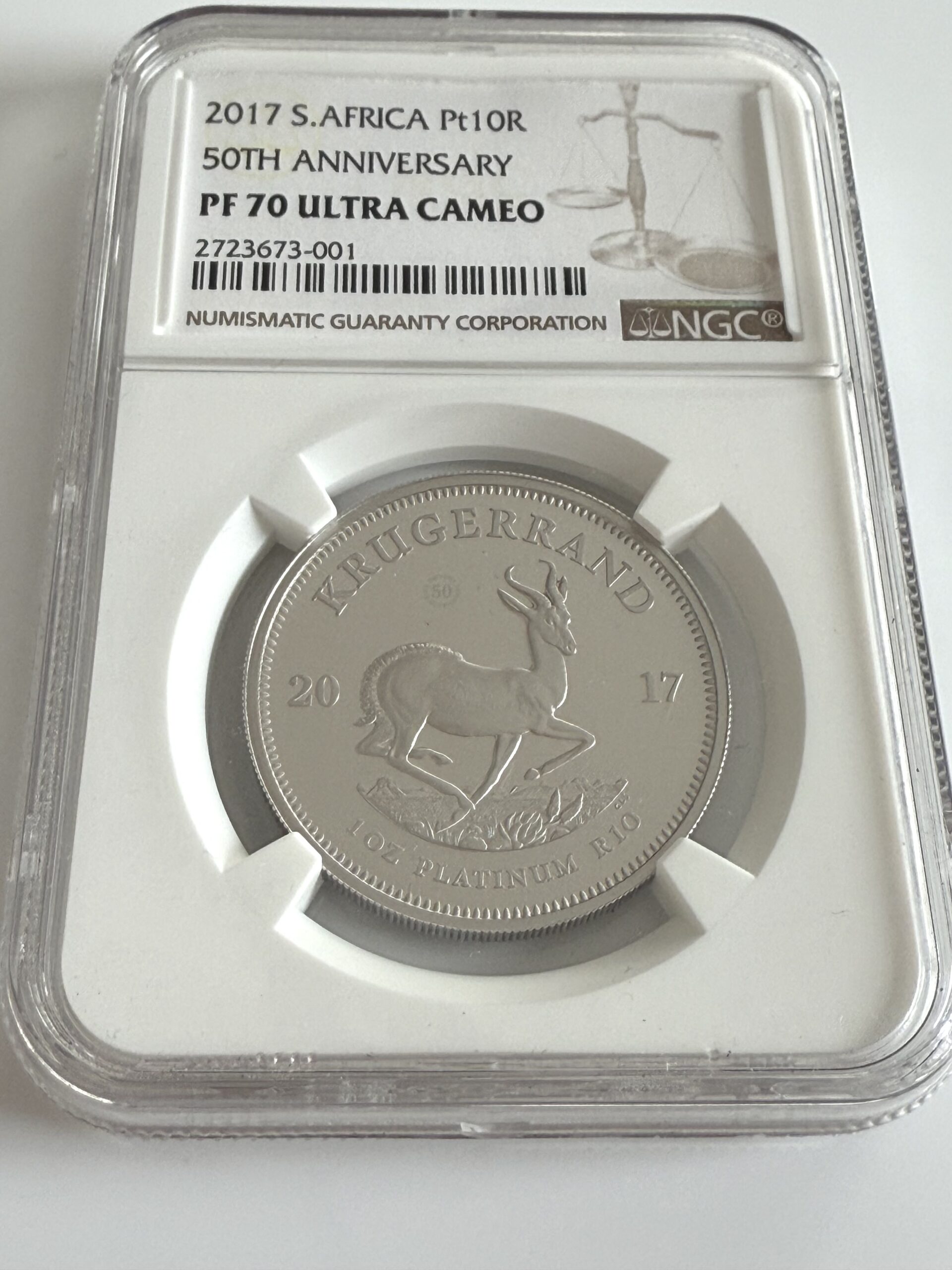 Krugerrand 2017 - 1 盎司铂金PF70 UCAM |铸币量2.017