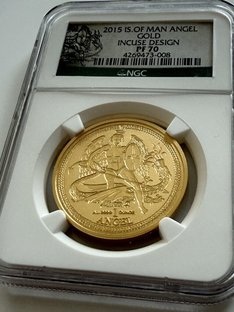 2015 Isola di Man Angel 1 oz Oro Proof – NGC PF70 Incuse Design