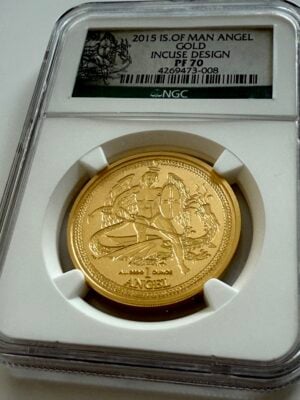 2015年马恩岛天使1盎司金质精制品——NGC PF70 Incuse 设计