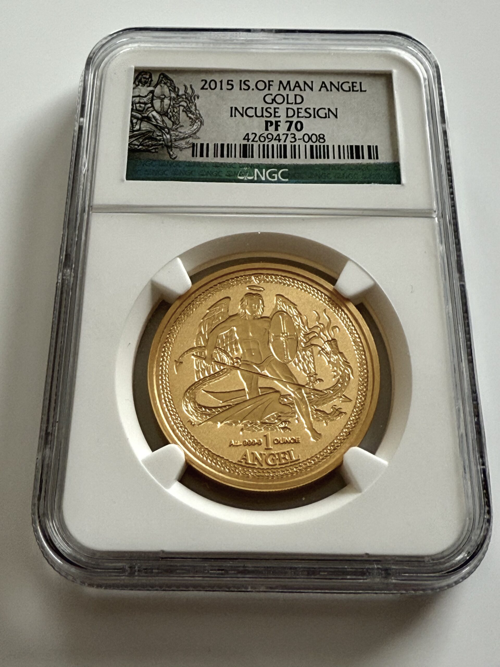 Isle of Man 2015 Angel – 1 oz Gold Reverse Proof Incuse